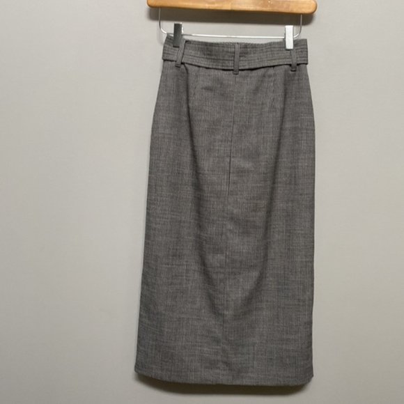 Aritzia Wilfred Houndstooth Front Tie Midi Skirt Size 00 - Picture 3 of 8